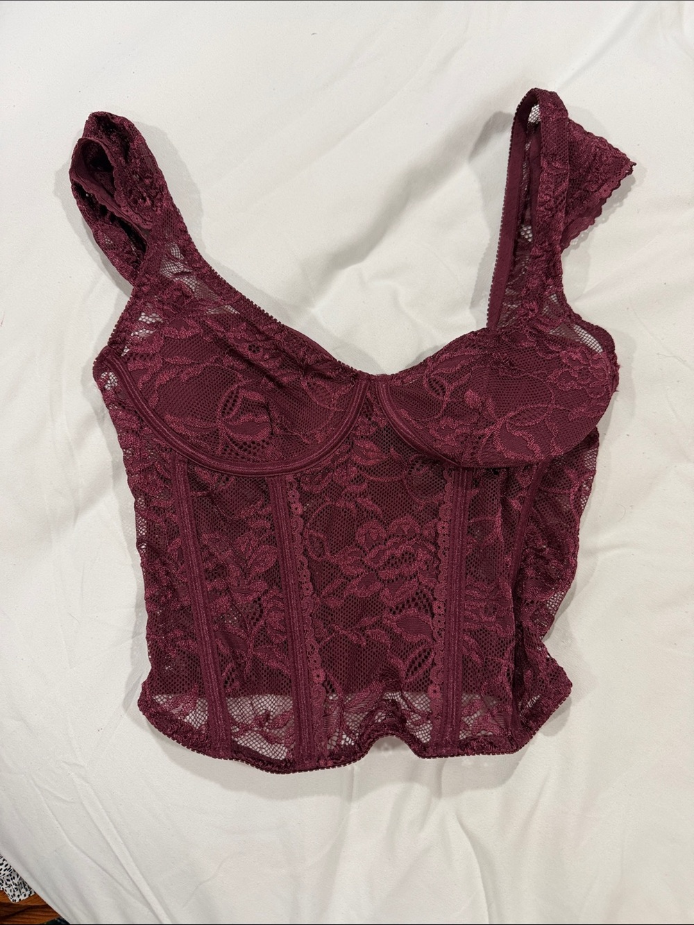 Forever 21 Burgundy Lace Bustier Top